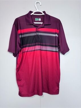 Ben Hogan Performance Golf Polo Shirt Mens Medium Burgandy Striped